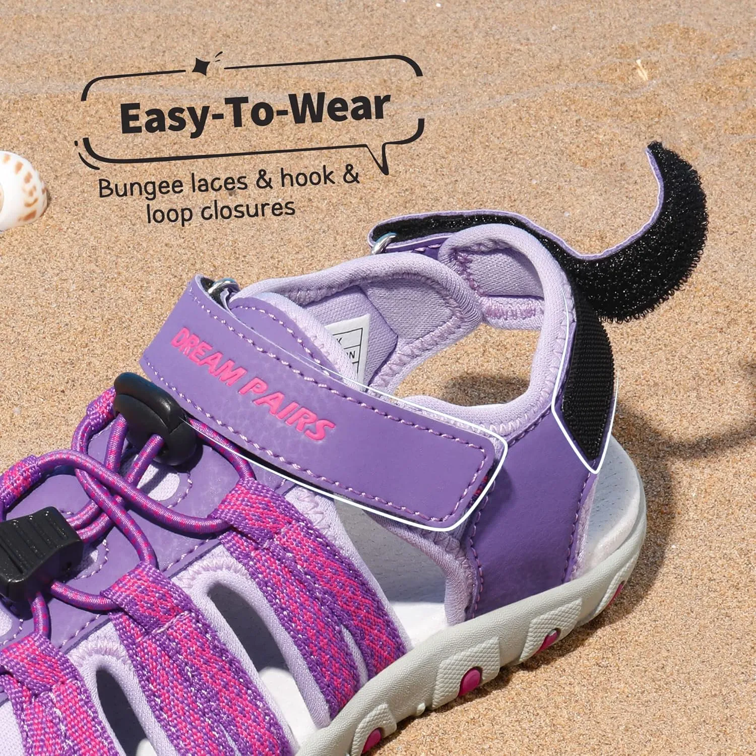 DREAM PAIRS Boys Girls Summer Outdoor Athletic Sport Sandals Hiking Beach Casual Closed Toe Adjustable Multicolor for Toddler/Little/Big Kids