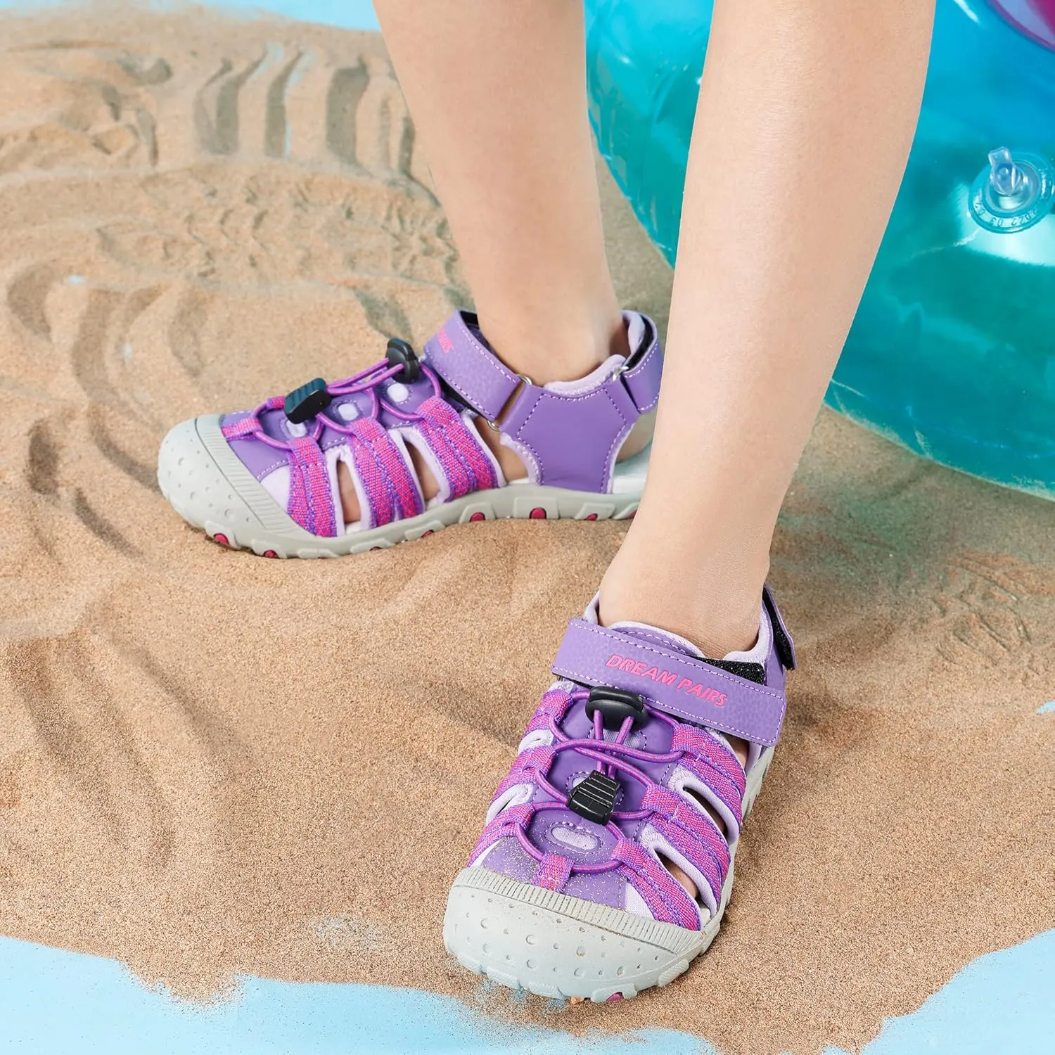 DREAM PAIRS Boys Girls Summer Outdoor Athletic Sport Sandals Hiking Beach Casual Closed Toe Adjustable Multicolor for Toddler/Little/Big Kids