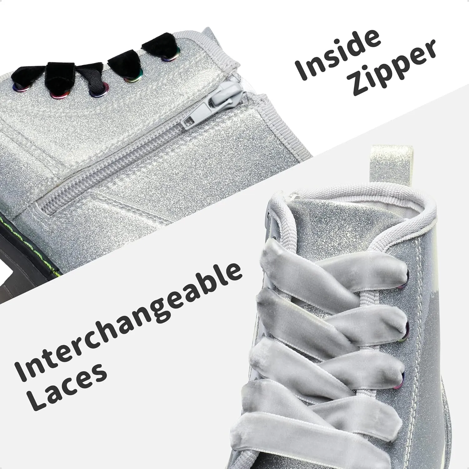 DREAM PAIRS Girls Boys Glitter Ankle Boots Side Zipper Combat Shoes with Lace Up for Toddler/Little Kid/Big Kid