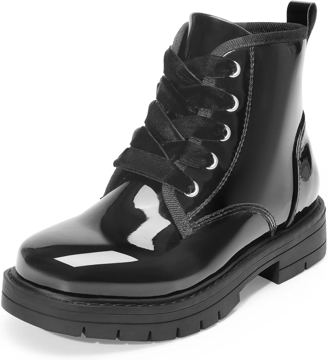 DREAM PAIRS Girls Boys Glitter Ankle Boots Side Zipper Combat Shoes with Lace Up for Toddler/Little Kid/Big Kid