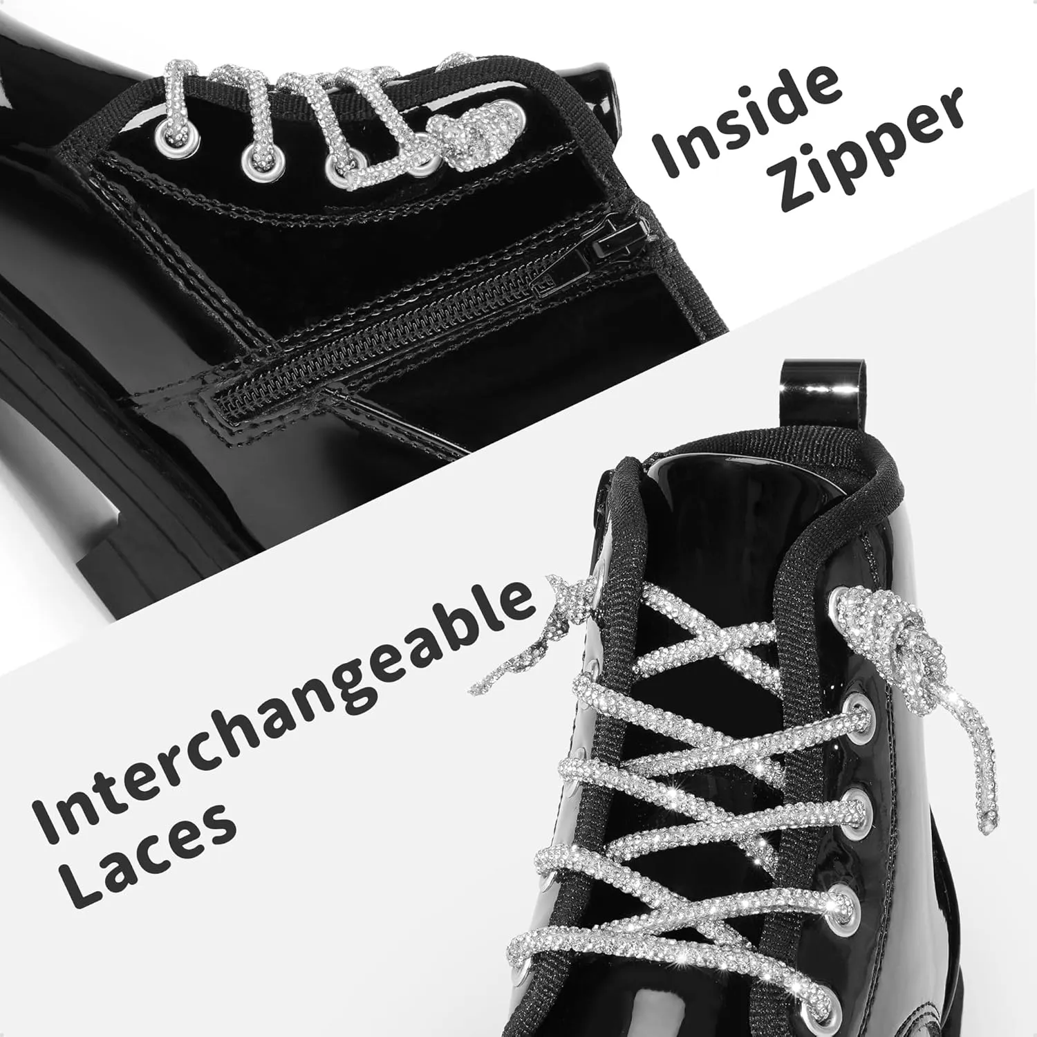 DREAM PAIRS Girls Boys Glitter Ankle Boots Side Zipper Combat Shoes with Lace Up for Toddler/Little Kid/Big Kid