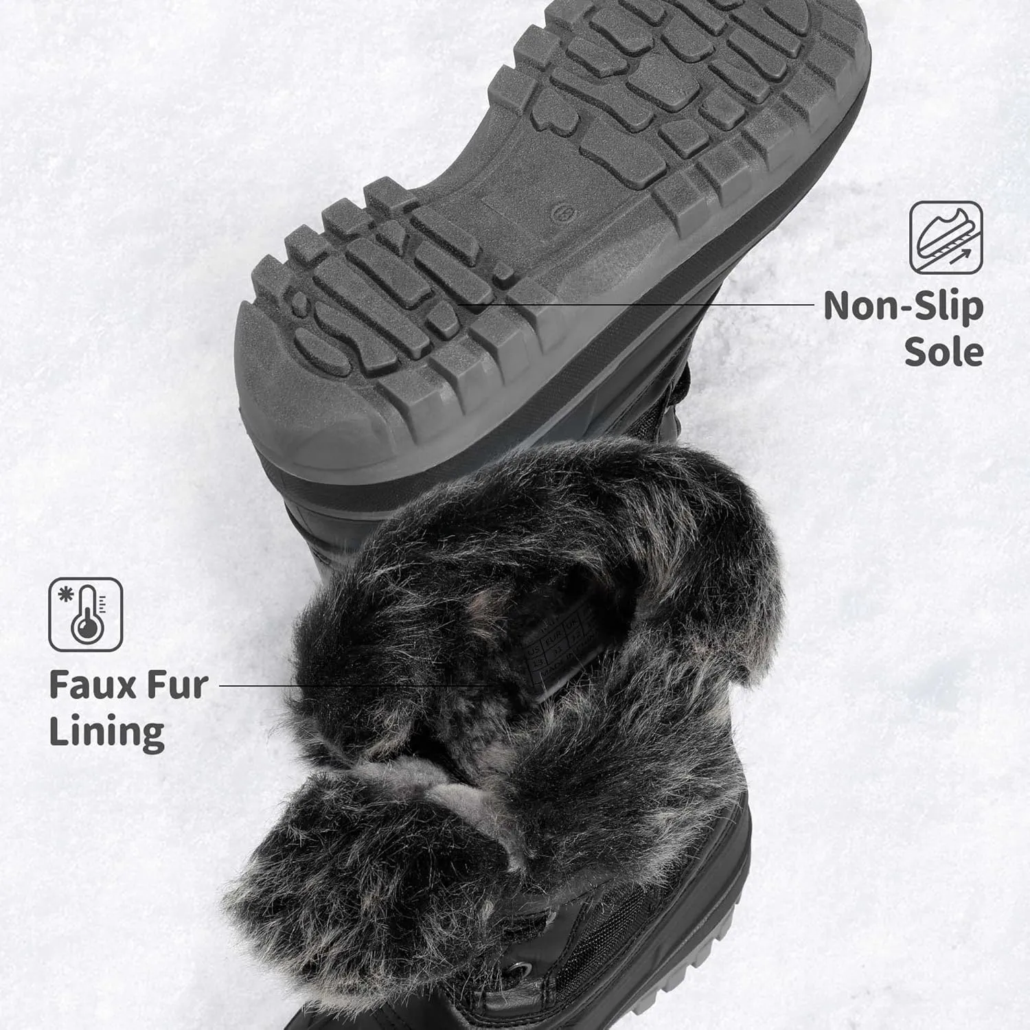 DREAM PAIRS Girls Boys Snow Boots Water-Resistant Outdoor Warm Cozy Anti-Slip Mid Calf Faux Fur Lining Winter Shoes for Little/Big Kids