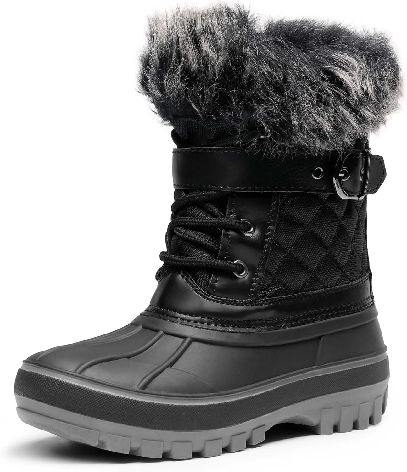 DREAM PAIRS Girls Boys Snow Boots Water-Resistant Outdoor Warm Cozy Anti-Slip Mid Calf Faux Fur Lining Winter Shoes for Little/Big Kids