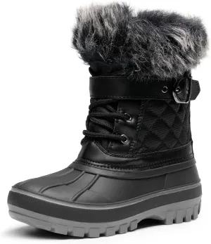 DREAM PAIRS Girls Boys Snow Boots Water-Resistant Outdoor Warm Cozy Anti-Slip Mid Calf Faux Fur Lining Winter Shoes for Little/Big Kids