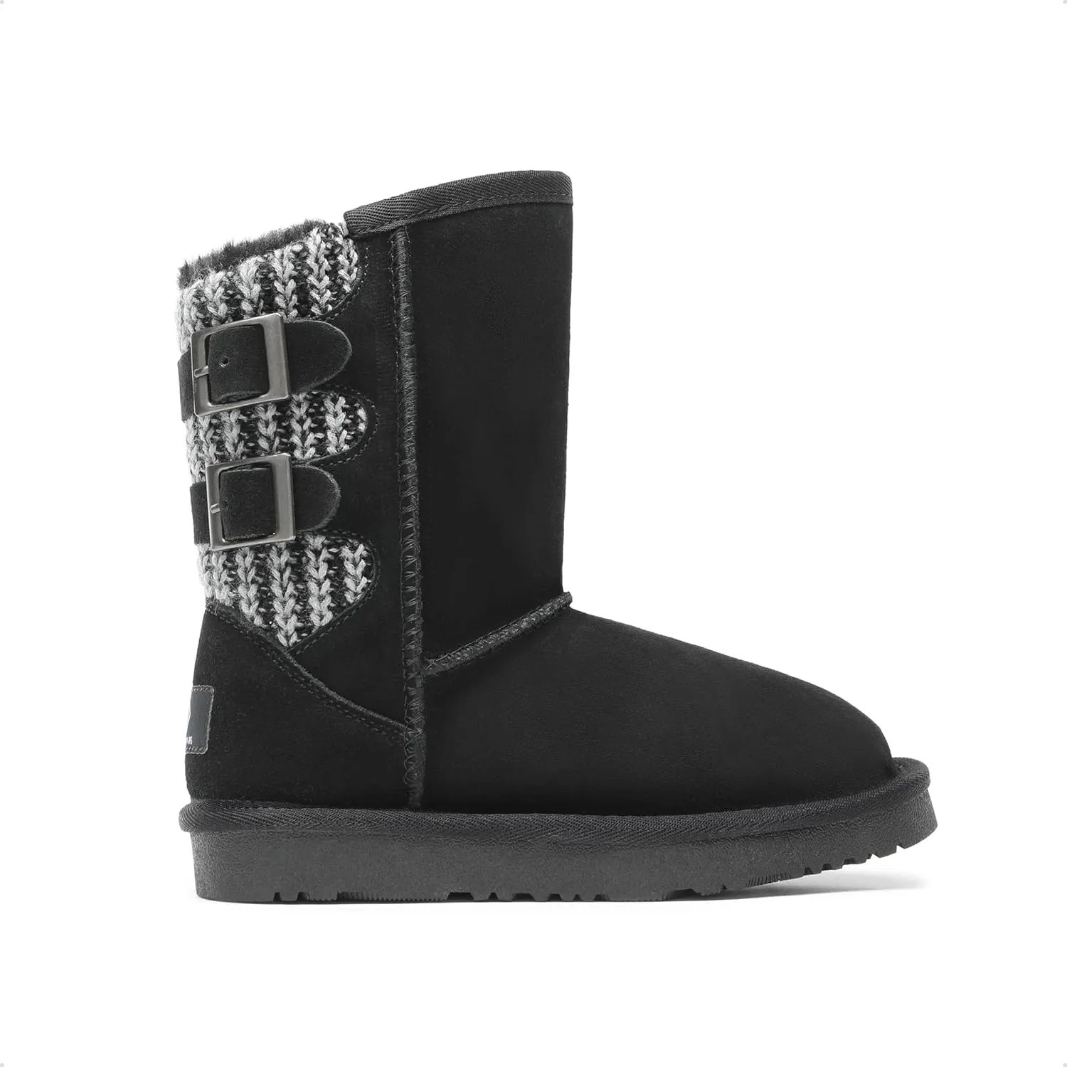 DREAM PAIRS Girls Boys Winter Boots Faux Fur Lined Mid Calf Kids Snow Tall Shoes FuzzyChic Kid's Buckle for Little Kid/Big Kid