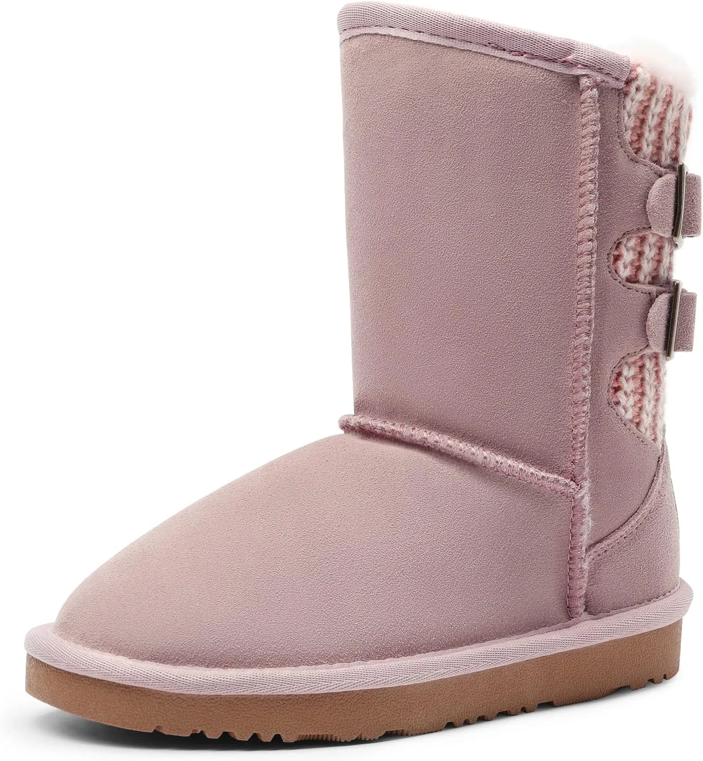 DREAM PAIRS Girls Boys Winter Boots Faux Fur Lined Mid Calf Kids Snow Tall Shoes FuzzyChic Kid's Buckle for Little Kid/Big Kid
