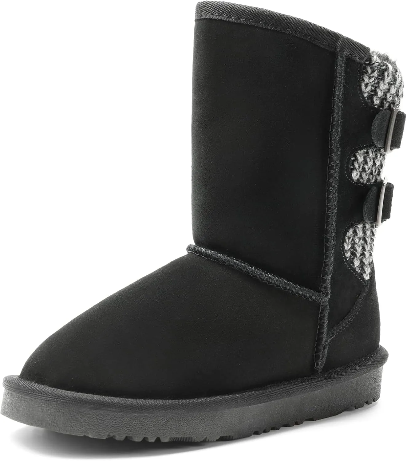 DREAM PAIRS Girls Boys Winter Boots Faux Fur Lined Mid Calf Kids Snow Tall Shoes FuzzyChic Kid's Buckle for Little Kid/Big Kid