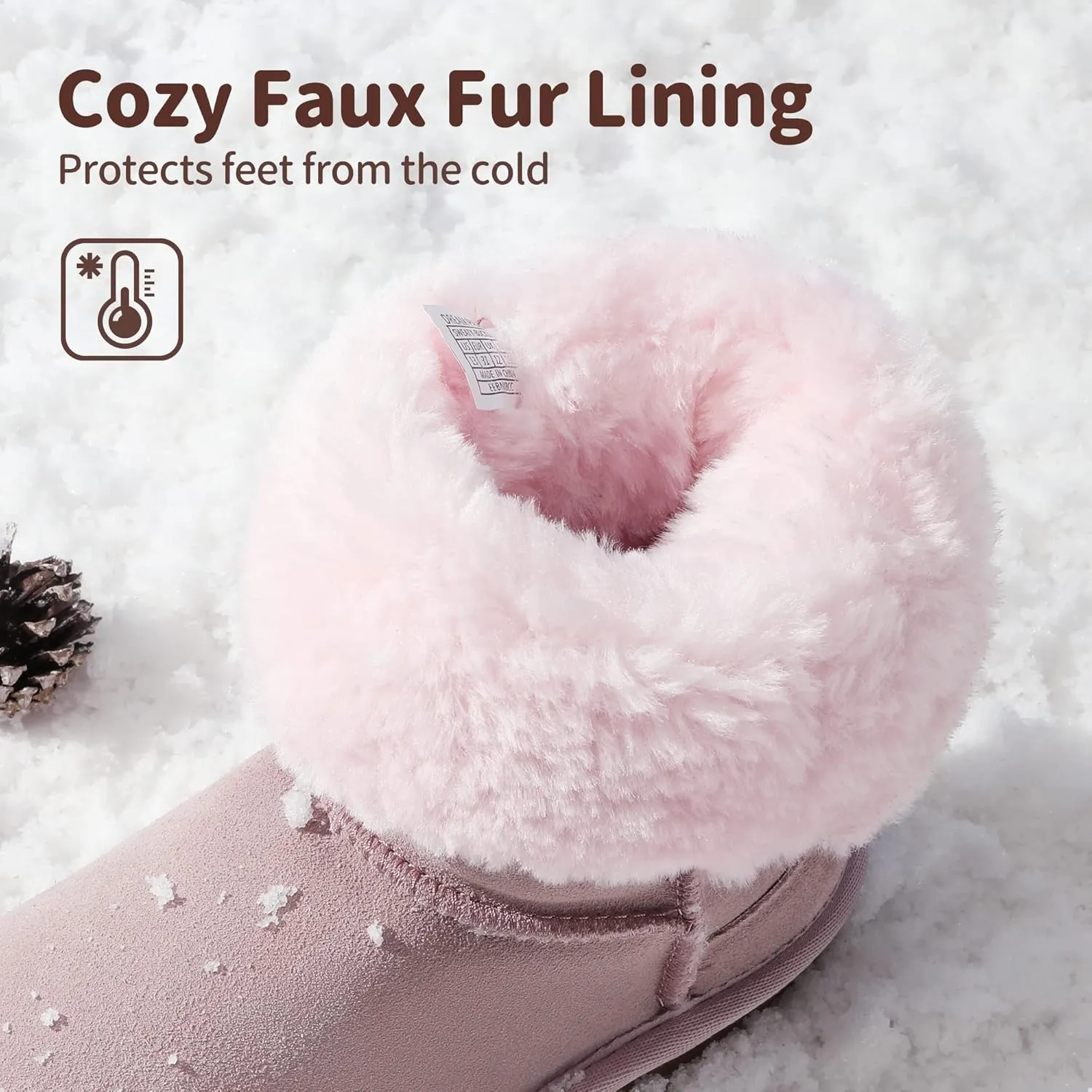 DREAM PAIRS Girls Boys Winter Boots Faux Fur Lined Mid Calf Kids Snow Tall Shoes FuzzyChic Kid's Buckle for Little Kid/Big Kid