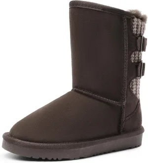 DREAM PAIRS Girls Boys Winter Boots Faux Fur Lined Mid Calf Kids Snow Tall Shoes FuzzyChic Kid's Buckle for Little Kid/Big Kid