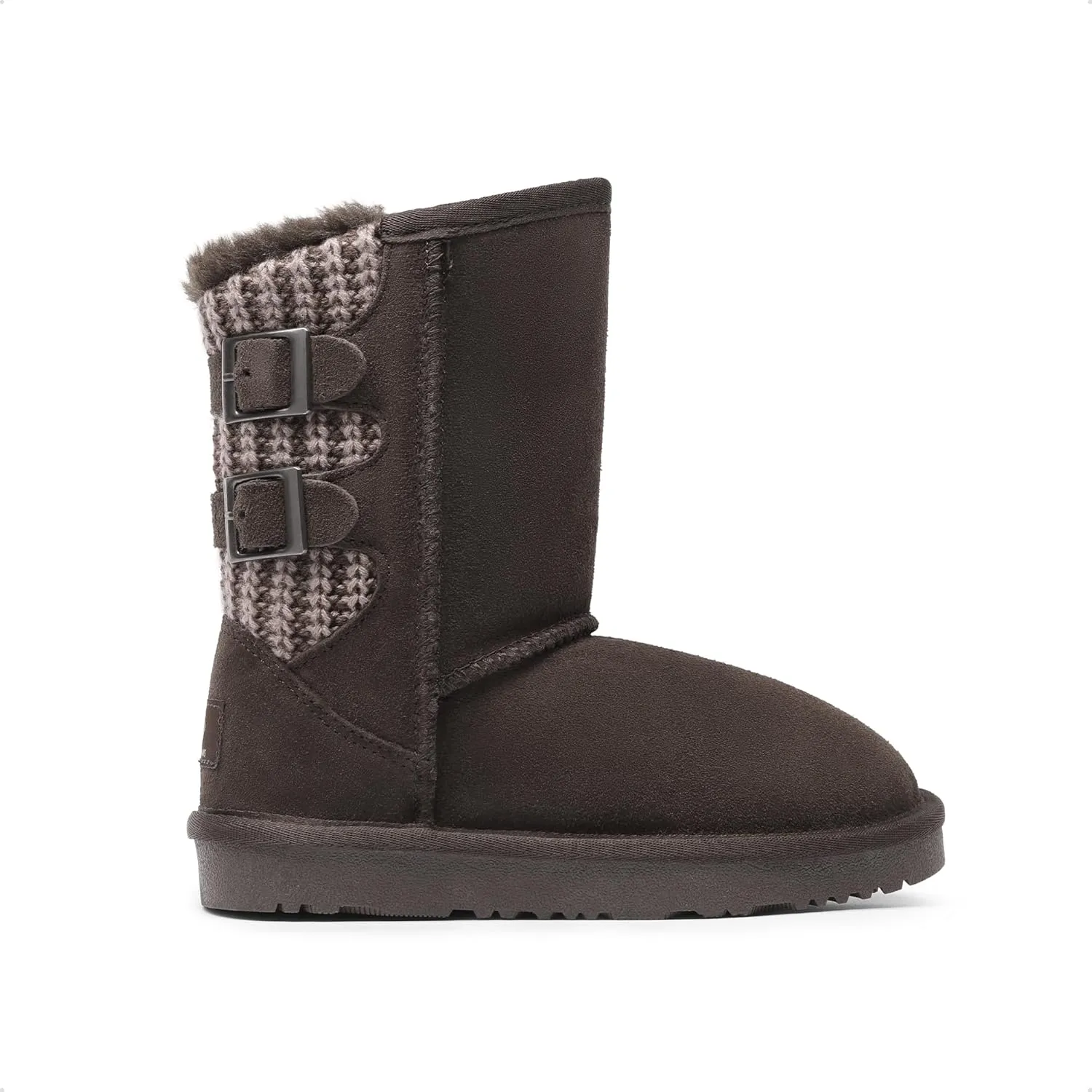 DREAM PAIRS Girls Boys Winter Boots Faux Fur Lined Mid Calf Kids Snow Tall Shoes FuzzyChic Kid's Buckle for Little Kid/Big Kid
