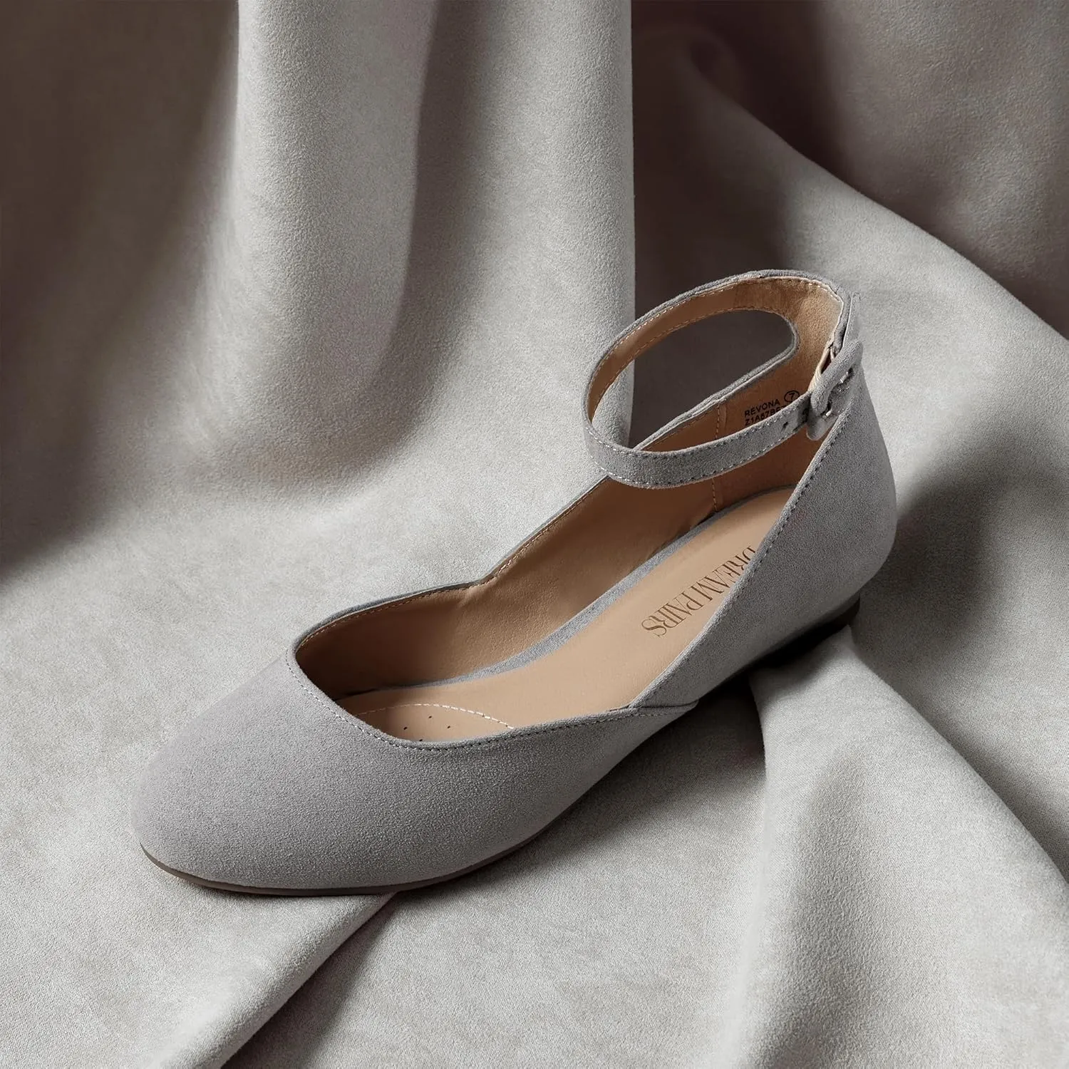 DREAM PAIRS Women's Dress Flats Ballet Low Wedge Round Toe Ankle Strap Comfortable Casual Flats Shoes