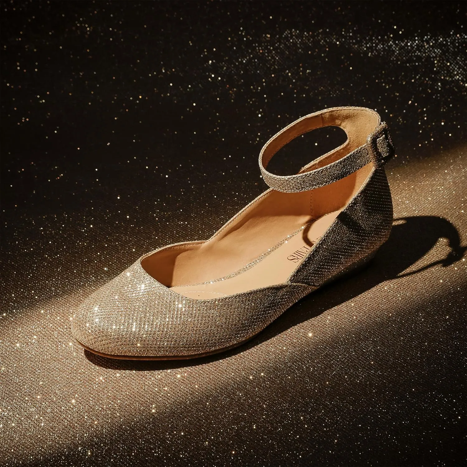 DREAM PAIRS Women's Dress Flats Ballet Low Wedge Round Toe Ankle Strap Comfortable Casual Flats Shoes