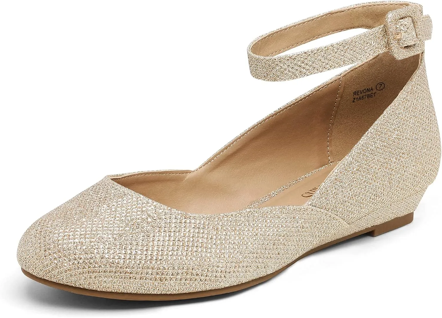 DREAM PAIRS Women's Dress Flats Ballet Low Wedge Round Toe Ankle Strap Comfortable Casual Flats Shoes