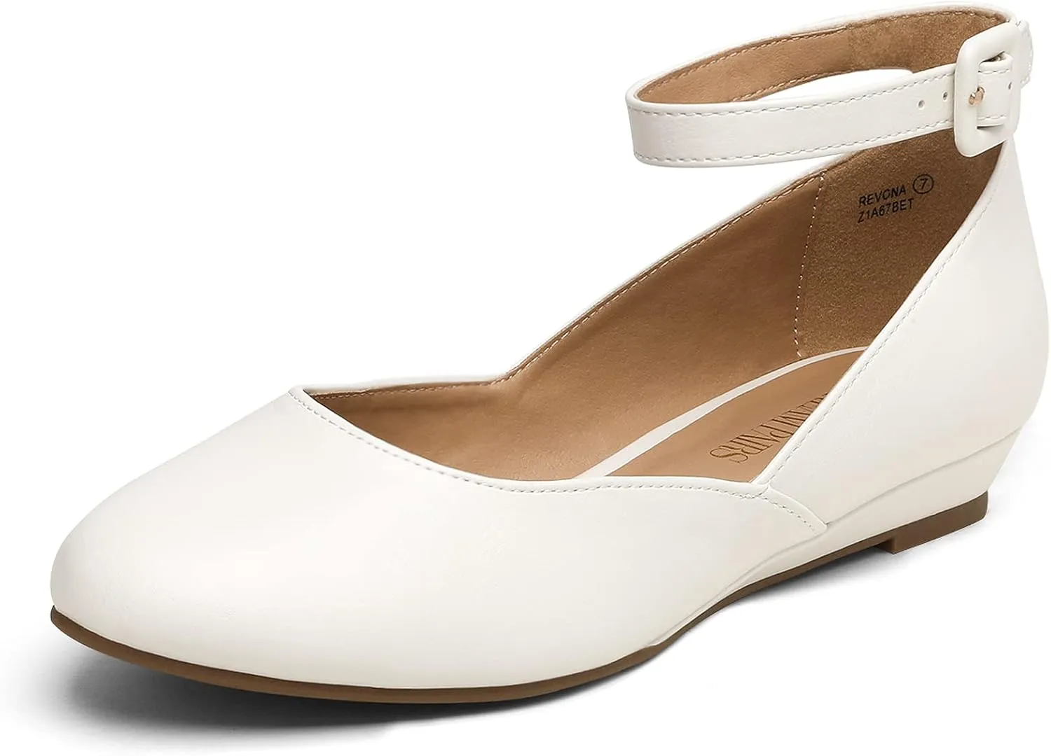 DREAM PAIRS Women's Dress Flats Ballet Low Wedge Round Toe Ankle Strap Comfortable Casual Flats Shoes