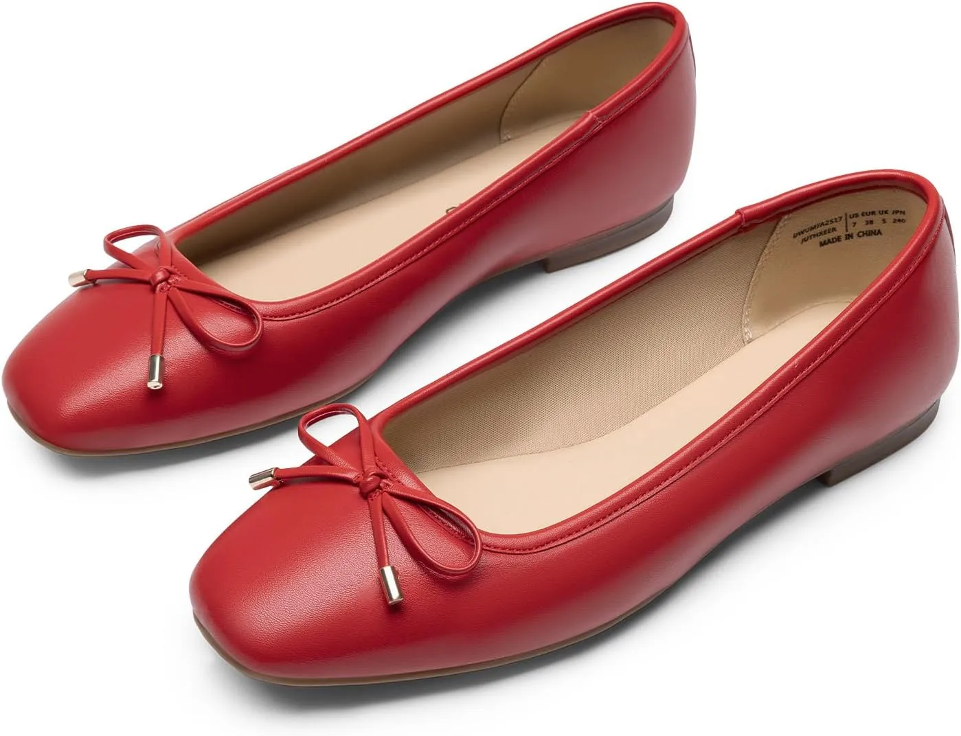 DREAM PAIRS Women's Flats Square Toe Ballet Flats Comfortable Casual Ballerina Flat Dress Shoes with Bow Suitable for Dressy Business Casual Work Office