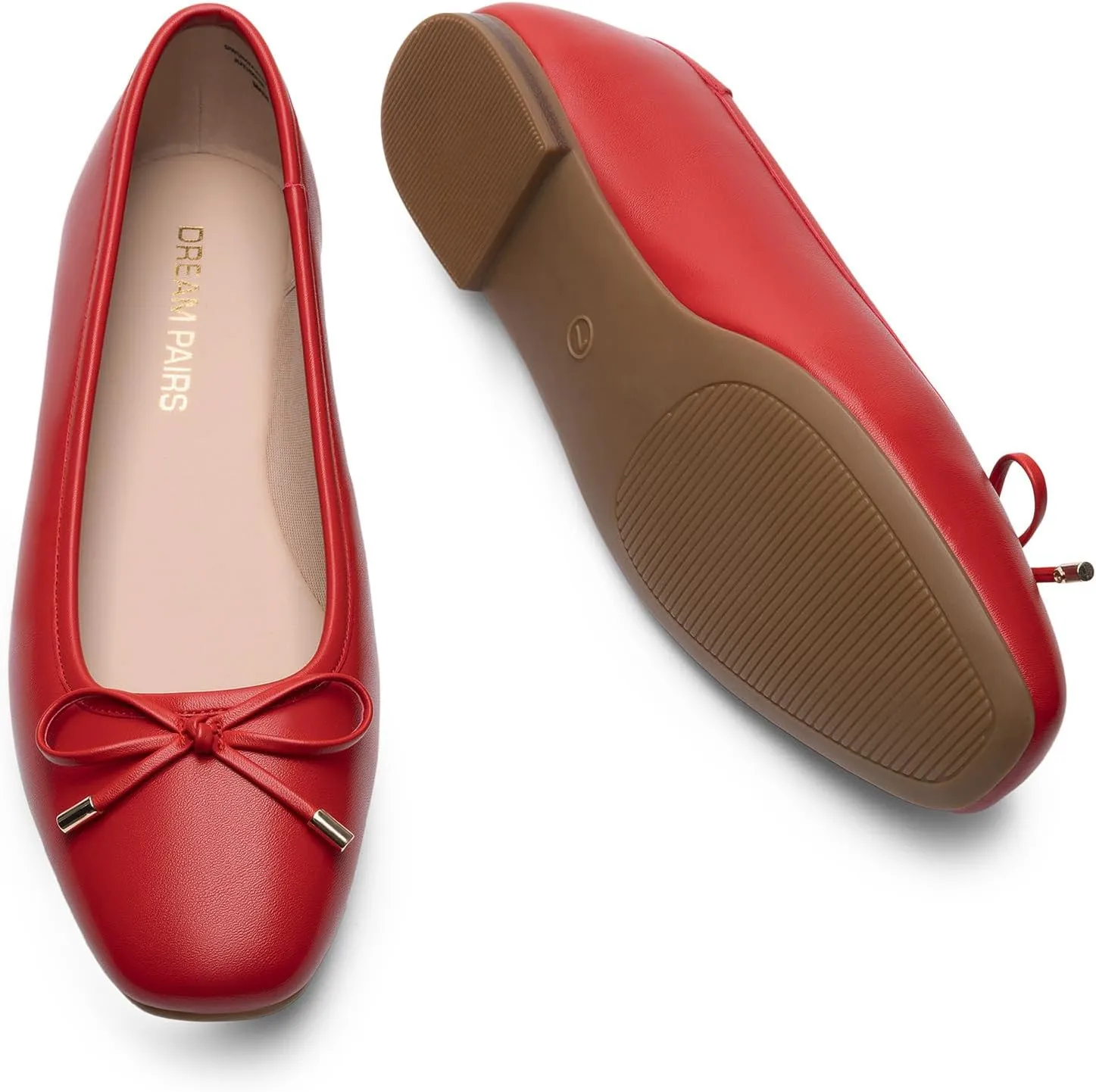 DREAM PAIRS Women's Flats Square Toe Ballet Flats Comfortable Casual Ballerina Flat Dress Shoes with Bow Suitable for Dressy Business Casual Work Office