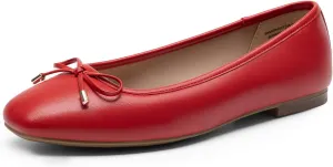 DREAM PAIRS Women's Flats Square Toe Ballet Flats Comfortable Casual Ballerina Flat Dress Shoes with Bow Suitable for Dressy Business Casual Work Office