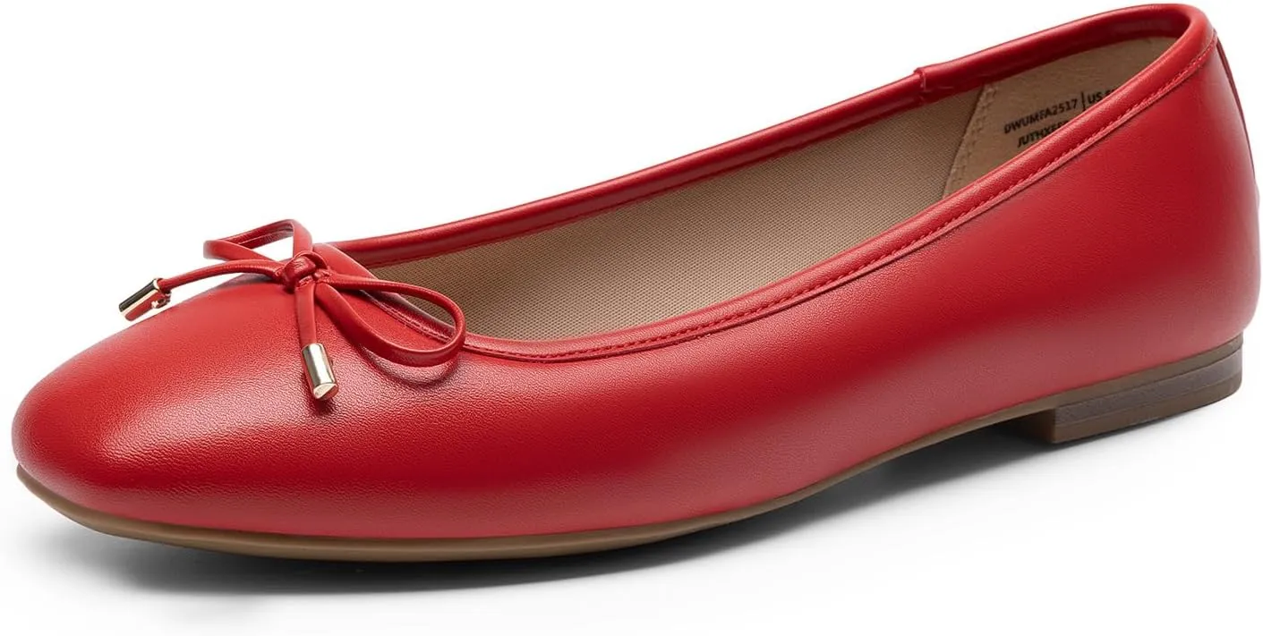 DREAM PAIRS Women's Flats Square Toe Ballet Flats Comfortable Casual Ballerina Flat Dress Shoes with Bow Suitable for Dressy Business Casual Work Office