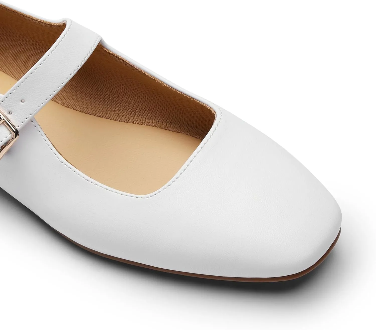 DREAM PAIRS Women's Flats Square Toe Mary Jane Flats Comfortable Casual Slip On Dress Shoes Ballet Flats with Buckle Strap Casual Work Office Mary Jane Shoes