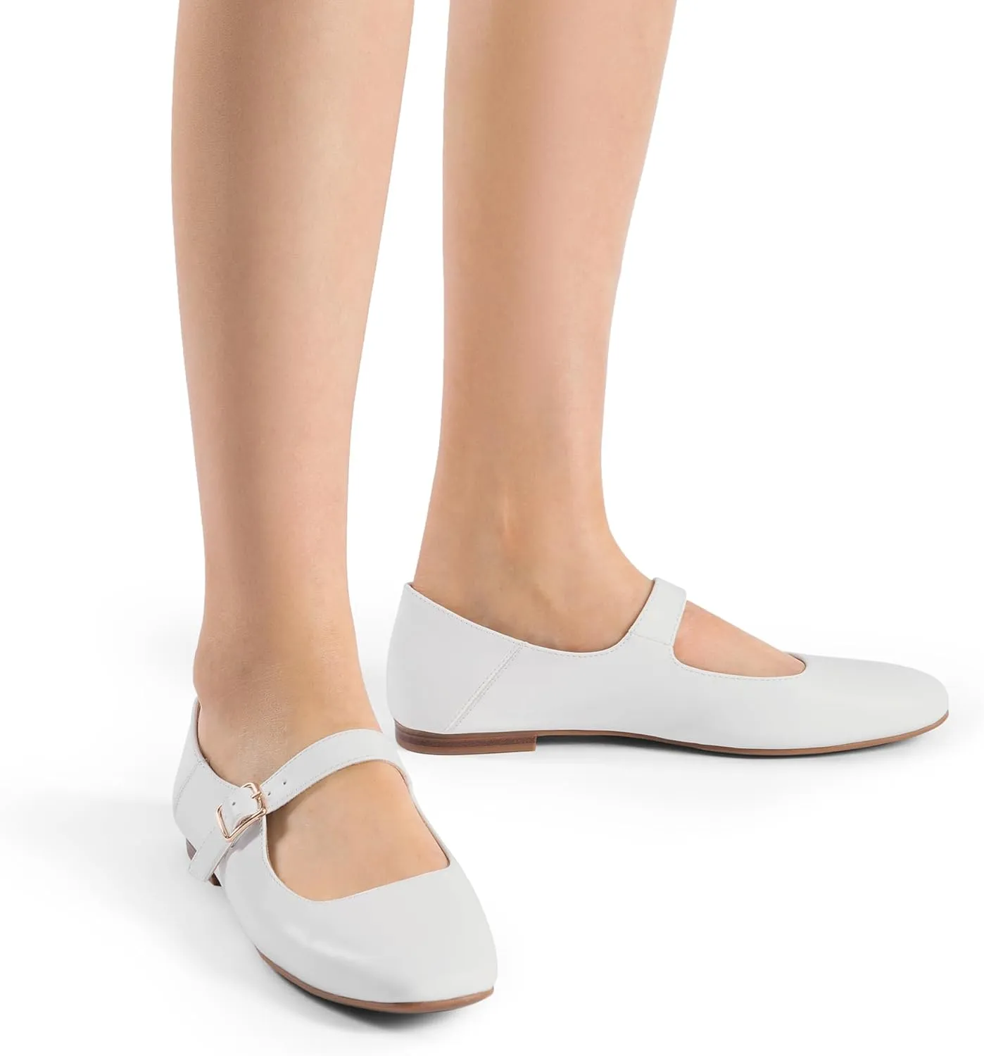DREAM PAIRS Women's Flats Square Toe Mary Jane Flats Comfortable Casual Slip On Dress Shoes Ballet Flats with Buckle Strap Casual Work Office Mary Jane Shoes