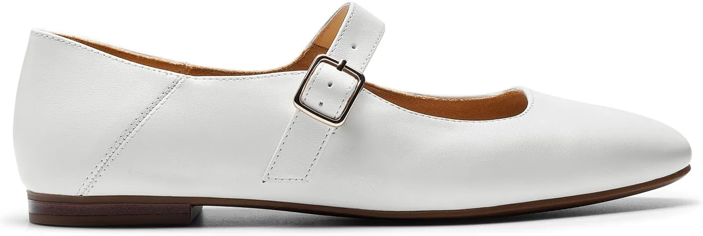 DREAM PAIRS Women's Flats Square Toe Mary Jane Flats Comfortable Casual Slip On Dress Shoes Ballet Flats with Buckle Strap Casual Work Office Mary Jane Shoes