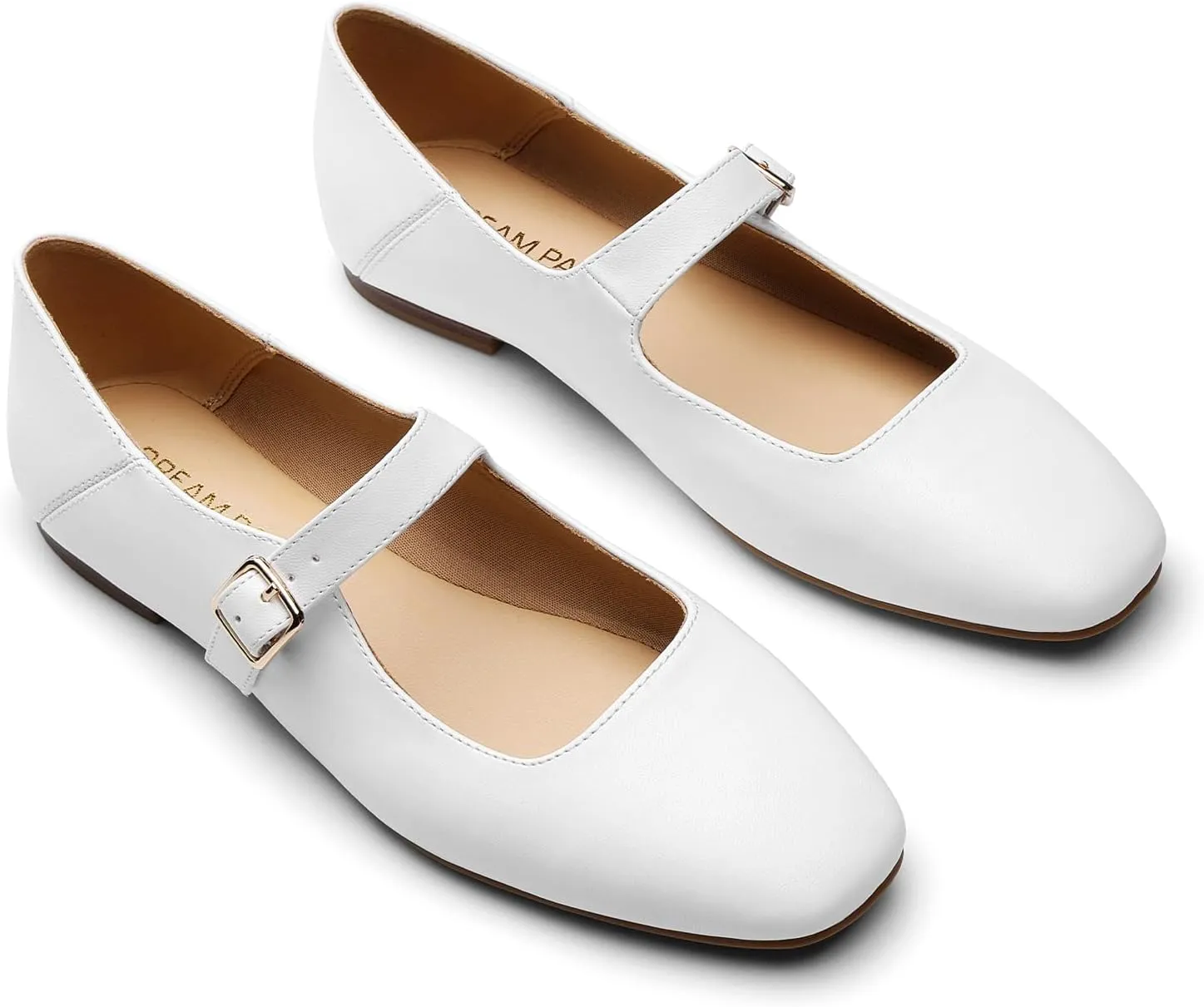 DREAM PAIRS Women's Flats Square Toe Mary Jane Flats Comfortable Casual Slip On Dress Shoes Ballet Flats with Buckle Strap Casual Work Office Mary Jane Shoes