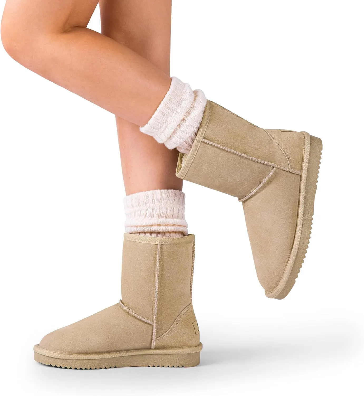 DREAM PAIRS Women's Shorty-New Mid Calf Winter Snow Boots