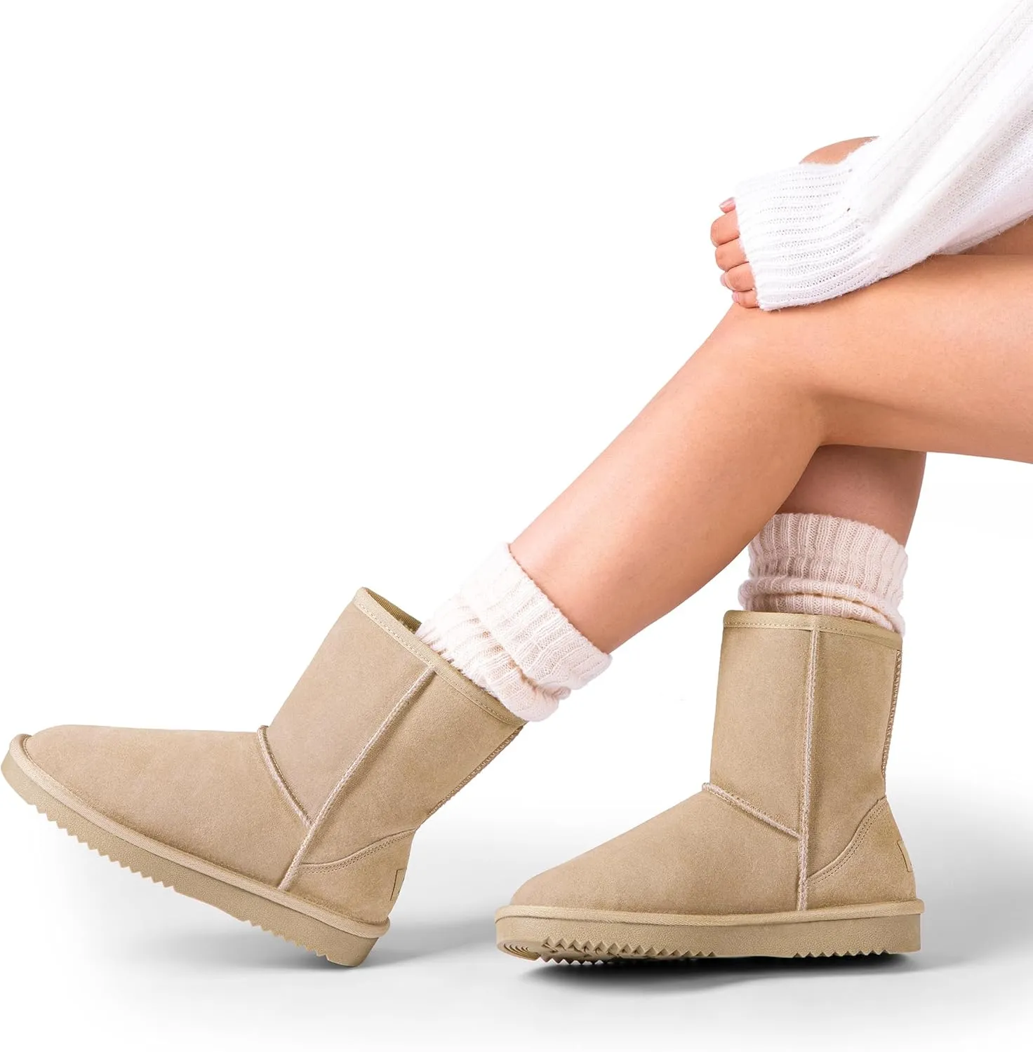 DREAM PAIRS Women's Shorty-New Mid Calf Winter Snow Boots