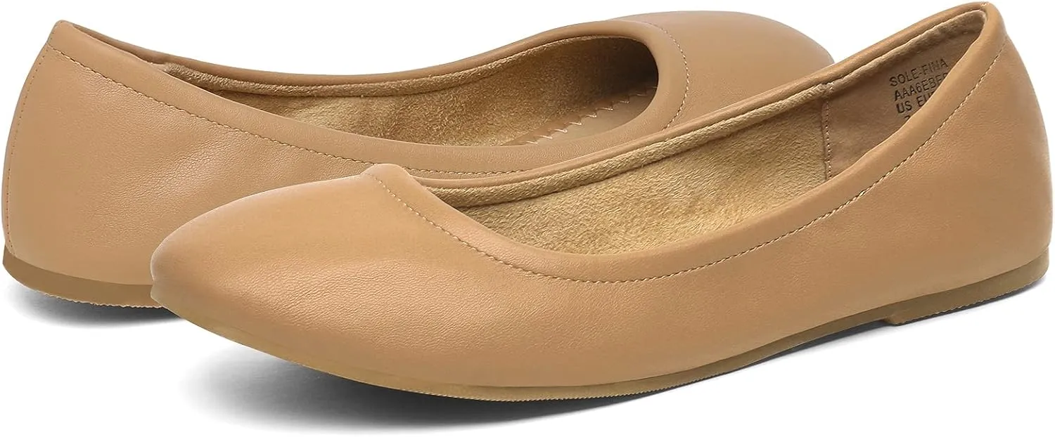 DREAM PAIRS Women's Sole-fina Solid Plain Walking Classic Ballet Flats Shoes
