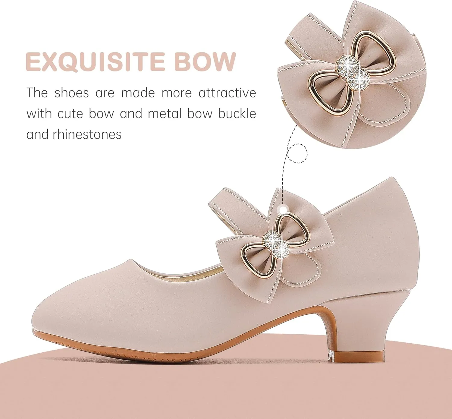 Dufannie Girls Dress Shoes Low Heel Princess Flats Mary Jane Flower Wedding Party Glitter Shoes for Kids Toddler