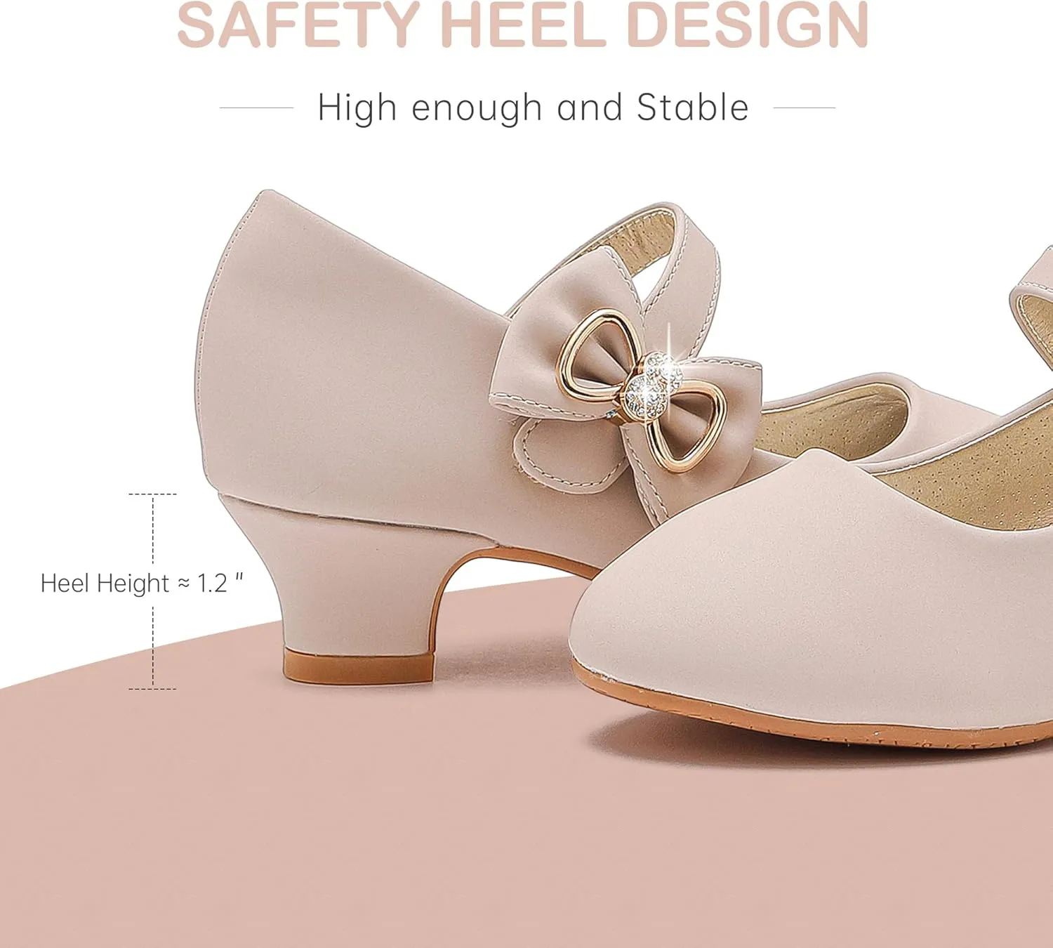 Dufannie Girls Dress Shoes Low Heel Princess Flats Mary Jane Flower Wedding Party Glitter Shoes for Kids Toddler