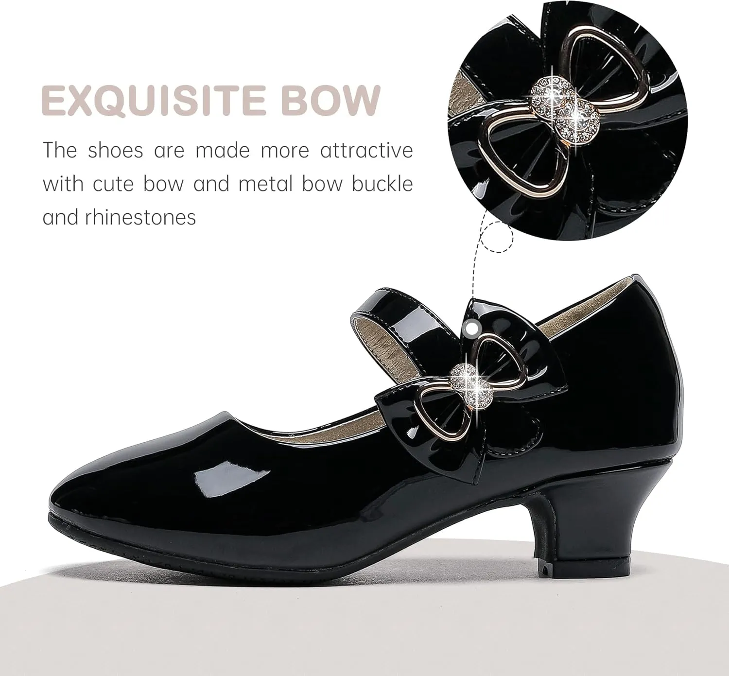 Dufannie Girls Dress Shoes Low Heel Princess Flats Mary Jane Flower Wedding Party Glitter Shoes for Kids Toddler