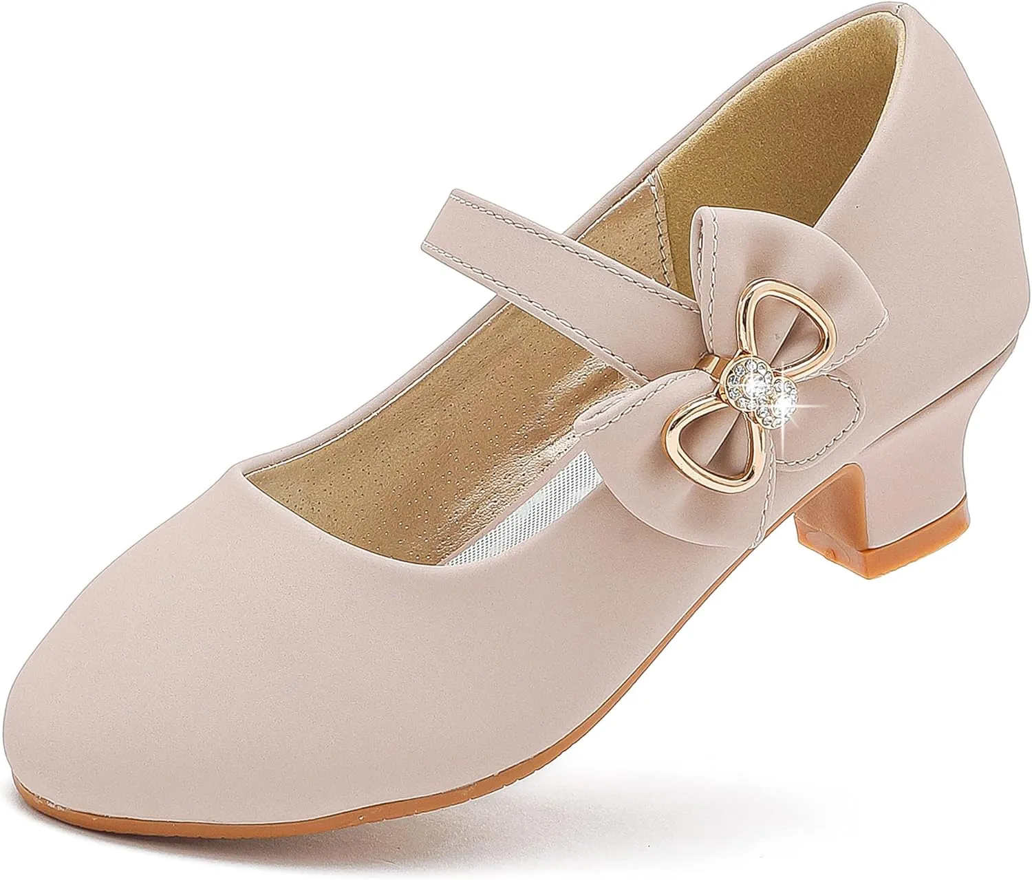 Dufannie Girls Dress Shoes Low Heel Princess Flats Mary Jane Flower Wedding Party Glitter Shoes for Kids Toddler