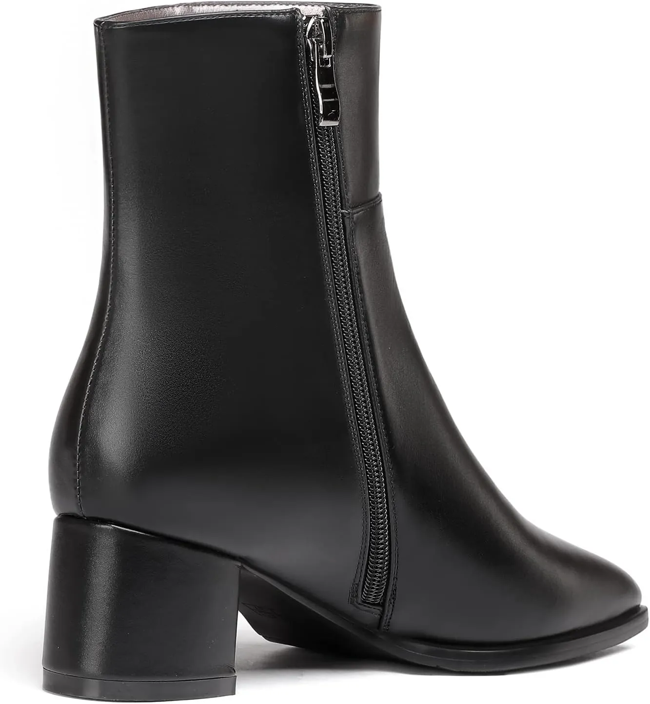 Eldof Low Block Heel Ankle Boots Women's Square Toe Chunky Heel Short Boots Side Zipper Heeled Chelsea Boots