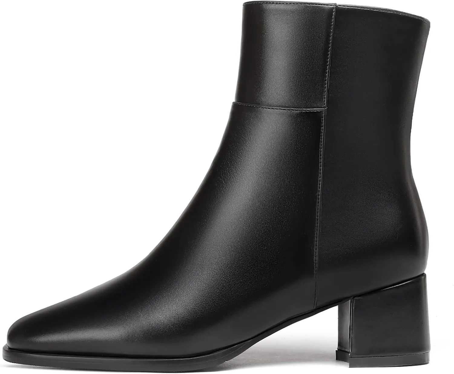 Eldof Low Block Heel Ankle Boots Women's Square Toe Chunky Heel Short Boots Side Zipper Heeled Chelsea Boots