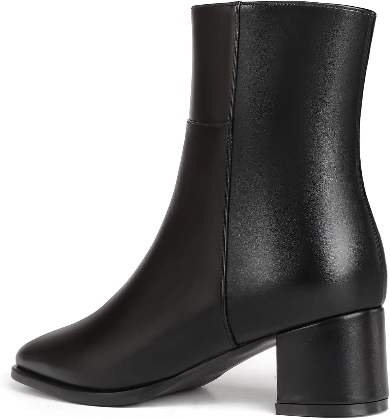 Eldof Low Block Heel Ankle Boots Women's Square Toe Chunky Heel Short Boots Side Zipper Heeled Chelsea Boots
