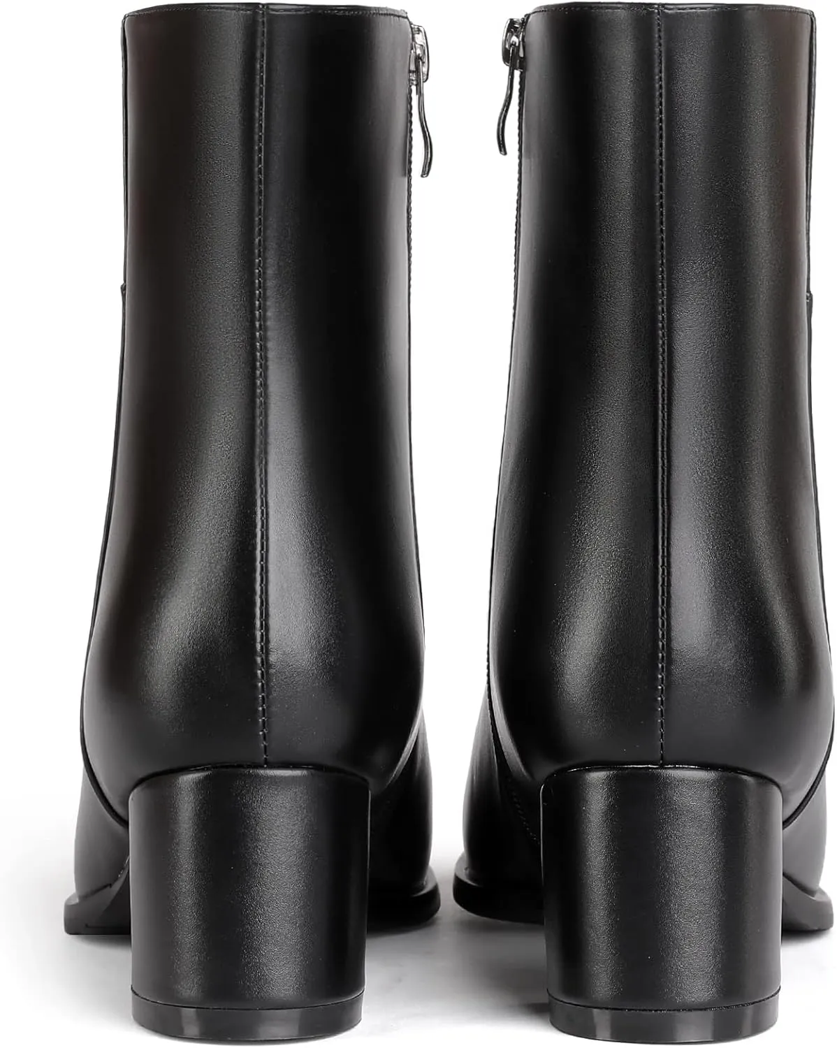 Eldof Low Block Heel Ankle Boots Women's Square Toe Chunky Heel Short Boots Side Zipper Heeled Chelsea Boots