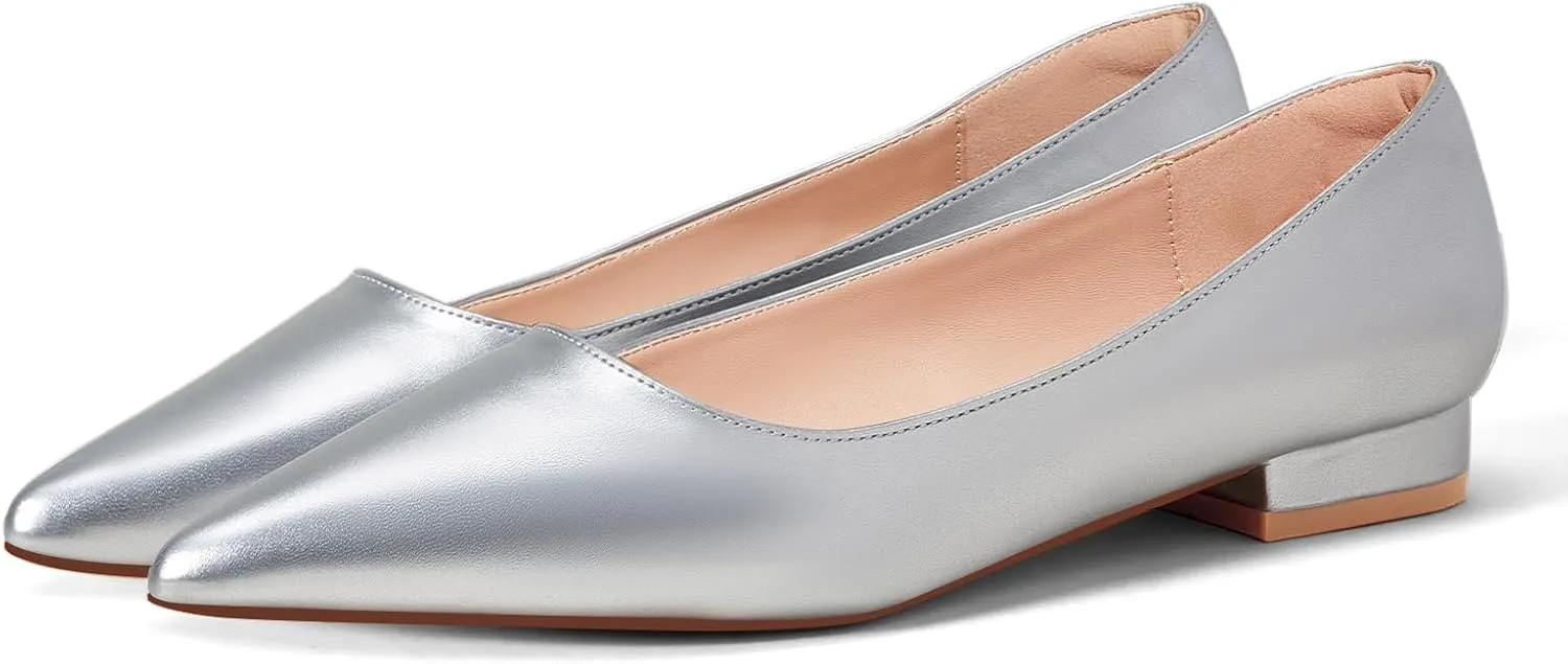 Elisabet Tang Women's Flats Shoes Pointed Toe Casual Chunky Flats Slip on Comfortable Dress Flats Shoes for Lady