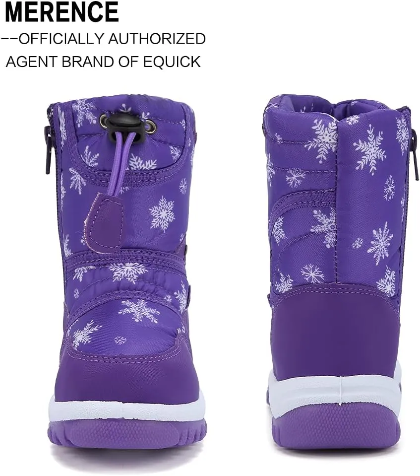 EQUICK Boys Girls Winter Boots Waterproof Lightweight Kid Snow Boots with Fur Outdoor (Toddler/Little Kid/Big Kid)