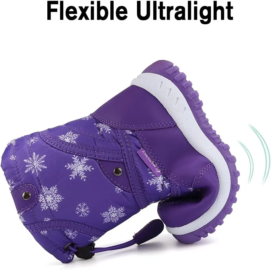 EQUICK Boys Girls Winter Boots Waterproof Lightweight Kid Snow Boots with Fur Outdoor (Toddler/Little Kid/Big Kid)