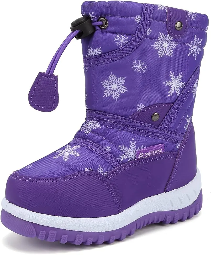 EQUICK Boys Girls Winter Boots Waterproof Lightweight Kid Snow Boots with Fur Outdoor (Toddler/Little Kid/Big Kid)