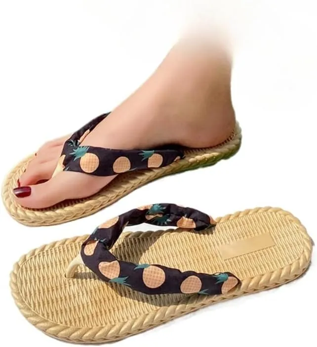 Espadrilles Flip Flop Cute Fruits Cherry Slippers for Women – Lightweight Cute Flat Water Sandals, Non-Slip Open Toe Thong, Dressy Chunky Summer Vacation Shoes for Beach Pool Spa