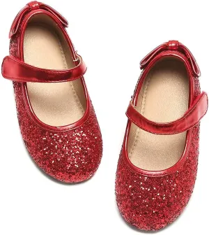 ESTINE Mary Jane Flats for Toddler Girls Little Kids Glittery Dress Princess Wedding Ballet Shoes