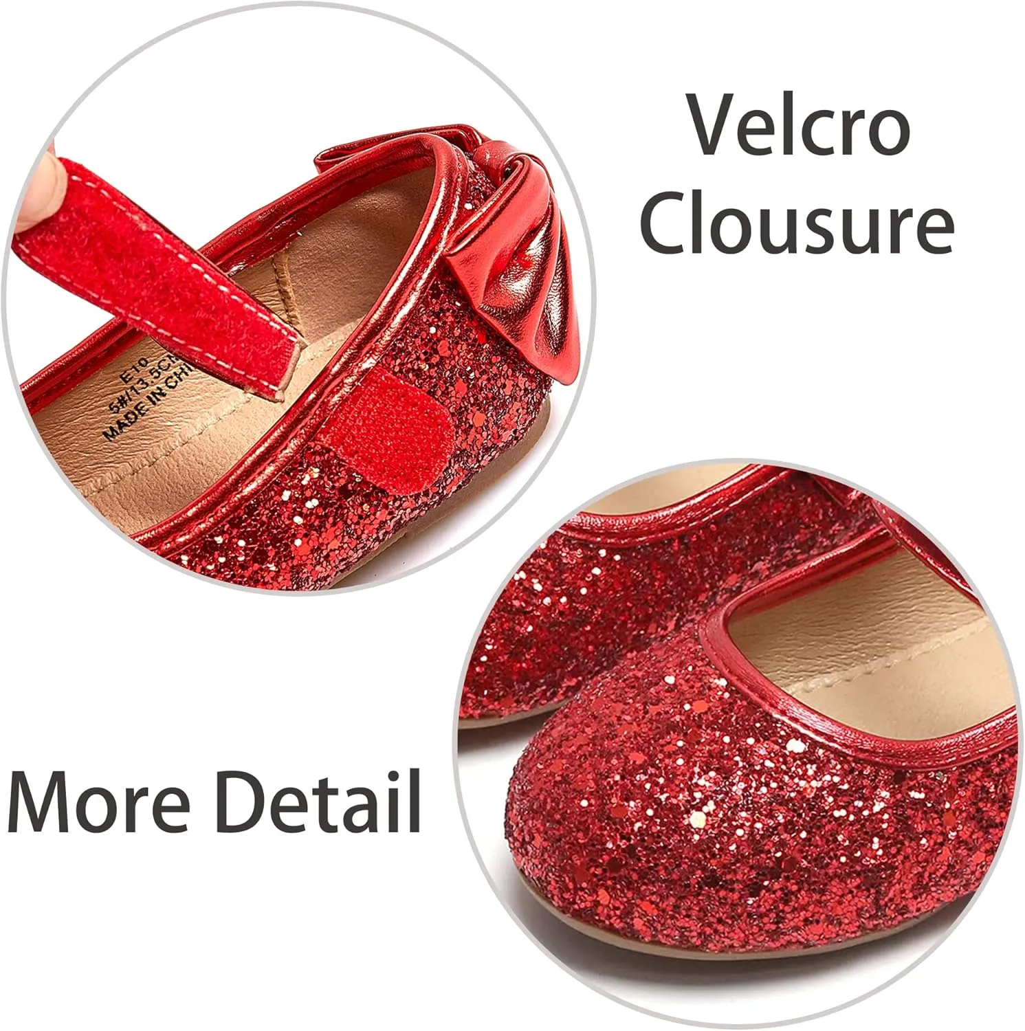 ESTINE Mary Jane Flats for Toddler Girls Little Kids Glittery Dress Princess Wedding Ballet Shoes