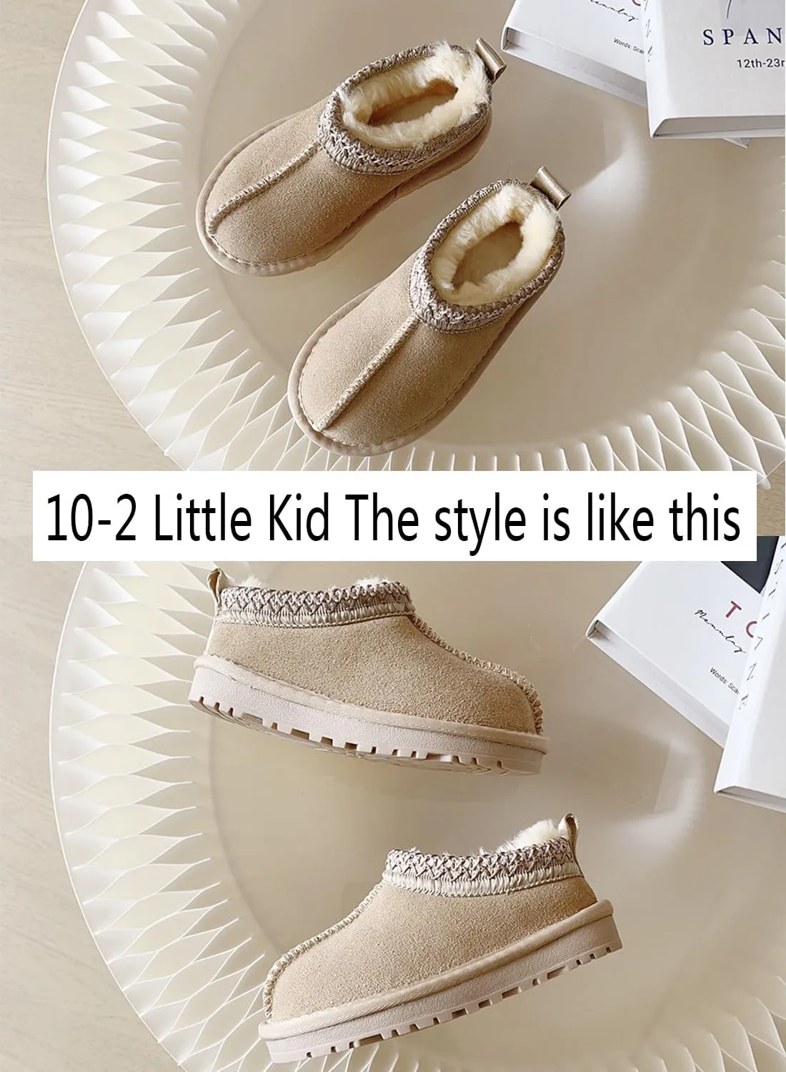 Fashion Platform Slippers for kids Fur Fleece Lined Short Ankle Boot boy girl Comfortable Warm Outdoor Indoor Home Non slip fuzzy big Little Kid Mini Boots