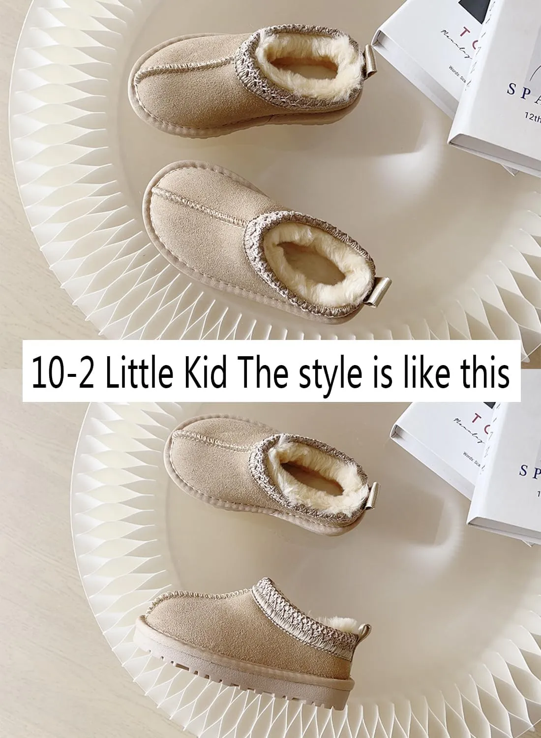 Fashion Platform Slippers for kids Fur Fleece Lined Short Ankle Boot boy girl Comfortable Warm Outdoor Indoor Home Non slip fuzzy big Little Kid Mini Boots