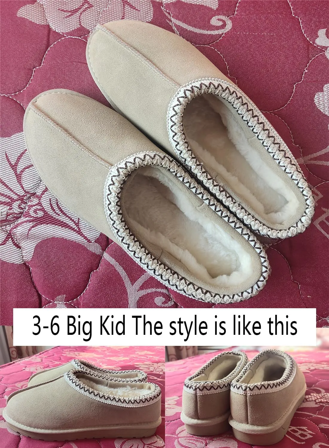 Fashion Platform Slippers for kids Fur Fleece Lined Short Ankle Boot boy girl Comfortable Warm Outdoor Indoor Home Non slip fuzzy big Little Kid Mini Boots