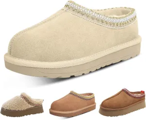 Fashion Platform Slippers for kids Fur Fleece Lined Short Ankle Boot boy girl Comfortable Warm Outdoor Indoor Home Non slip fuzzy big Little Kid Mini Boots