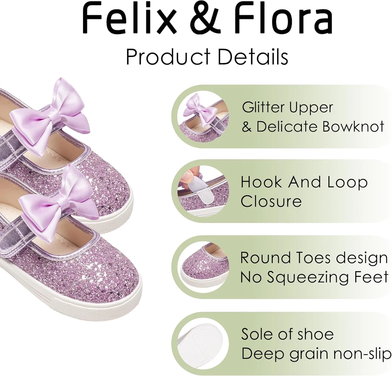 Felix & Flora Toddler/Little Kid Girls Running Shoes Glitter Sneakers Princess Fashion Casual Sports Shoes