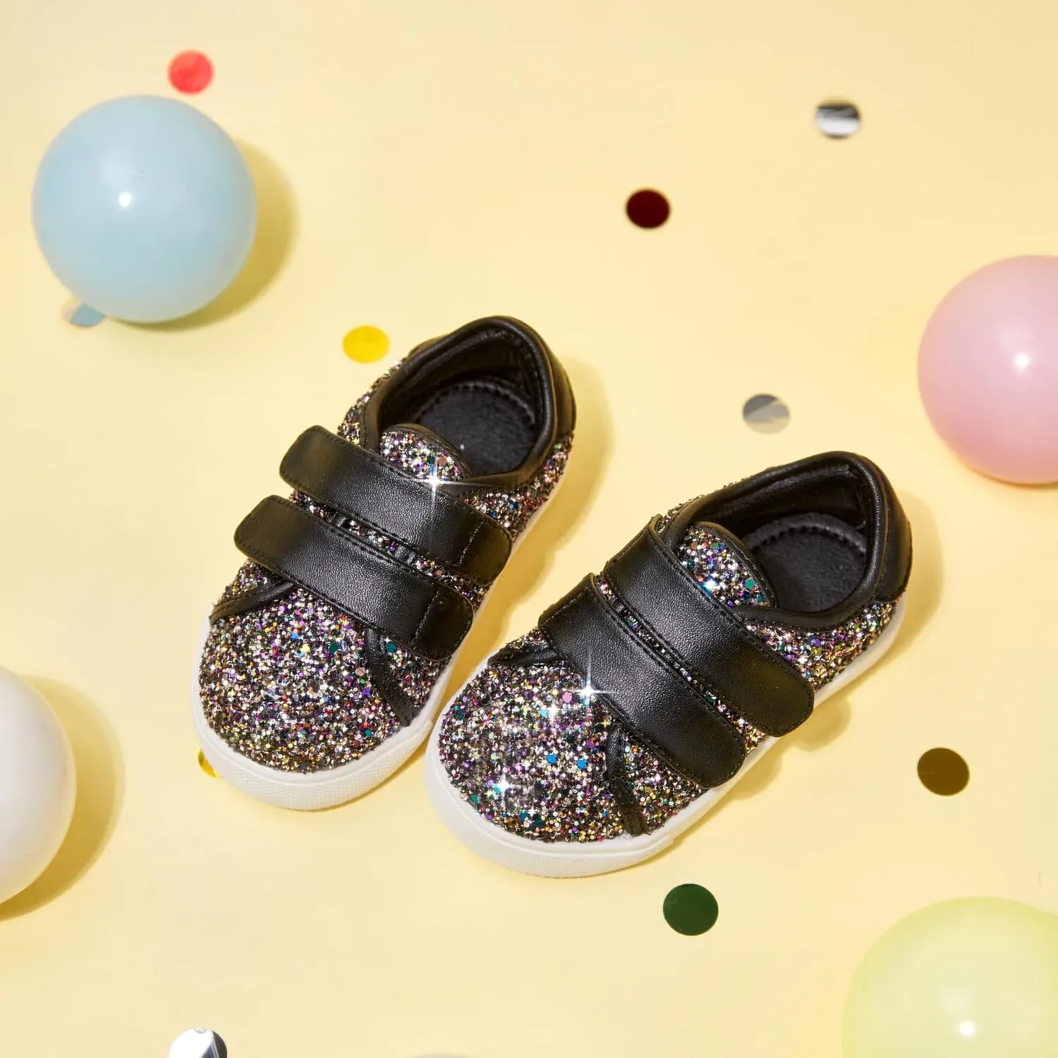 Felix & Flora Toddler/Little Kid Girls Running Shoes Sports Sneakers Princess Casual Glitter Shoes.